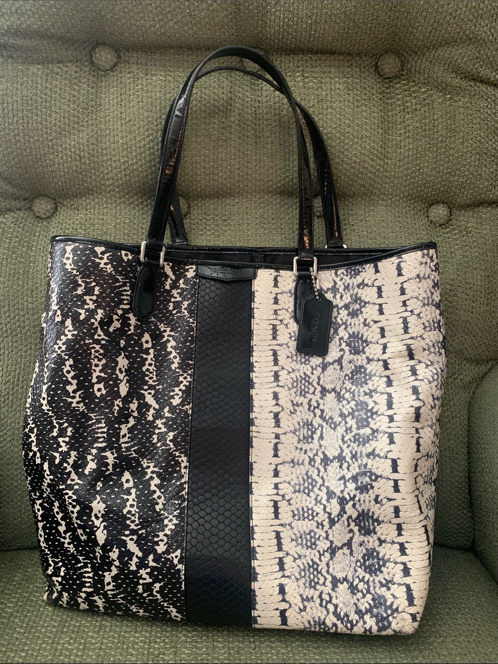 RARE Coach Large Exotic Snake Mix Print Tote F31023